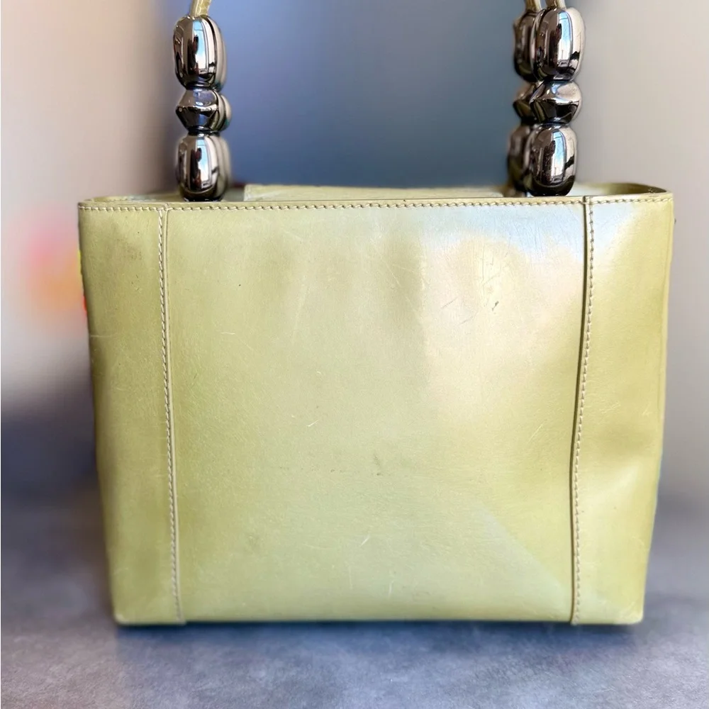 Dior Vintage Maris Pearl Green Leather Mini Tote, Lady Dior Galliano era Y2K